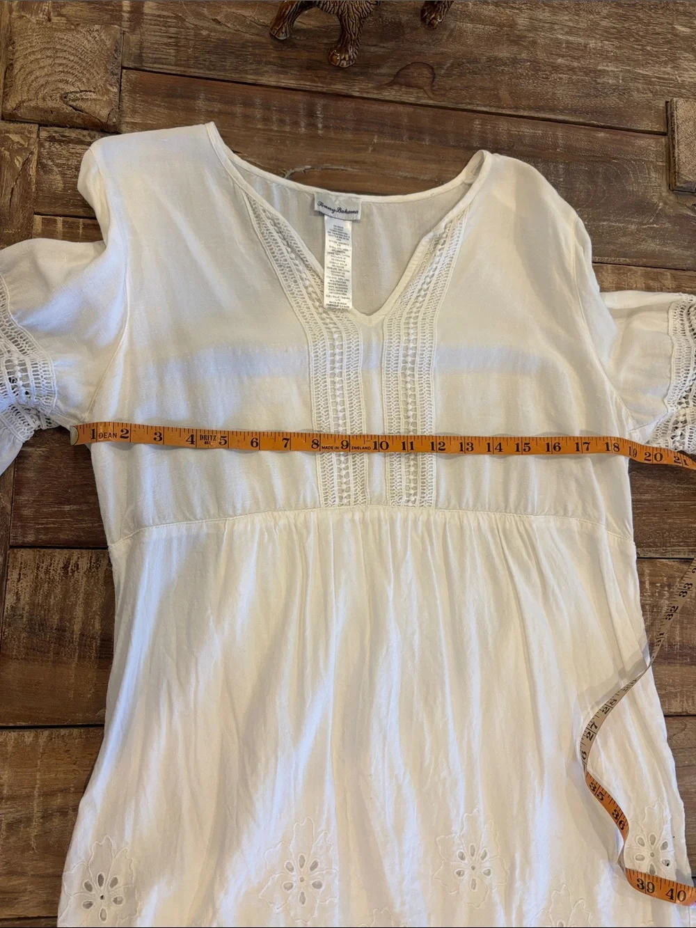 Tommy Bahama Split neck White Eyelet Cotton  Dress Swim Cover Up  L - Picture 3 of 7
